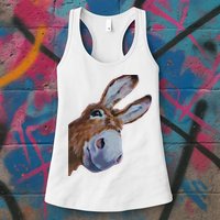 Peachbruh Funny Donkey Art Donkey Head Smile Eagerly Donkey Womens Tank Top