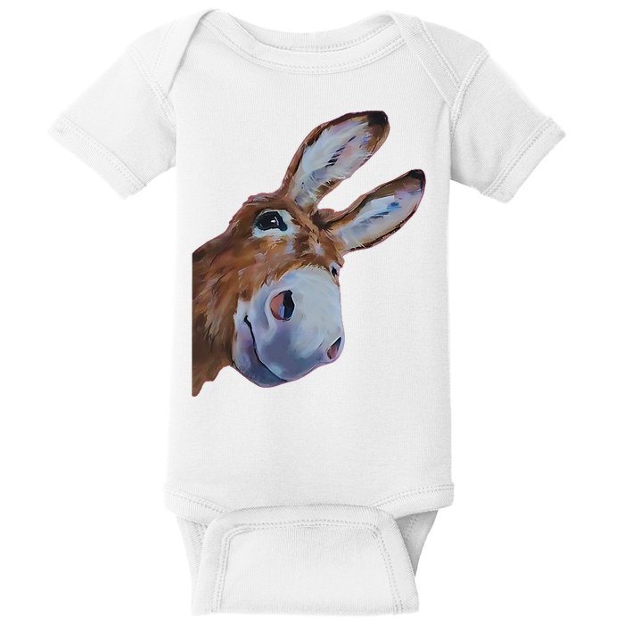Peachbruh Funny Donkey Art Donkey Head Smile Eagerly Donkey Baby Bodysuit