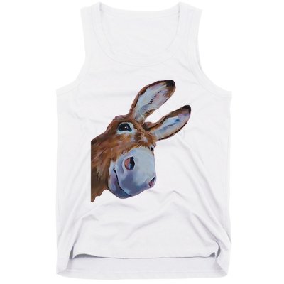 Peachbruh Funny Donkey Art Donkey Head Smile Eagerly Donkey Tank Top