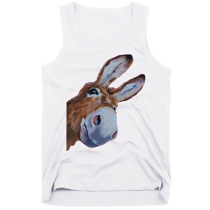 Peachbruh Funny Donkey Art Donkey Head Smile Eagerly Donkey Tank Top