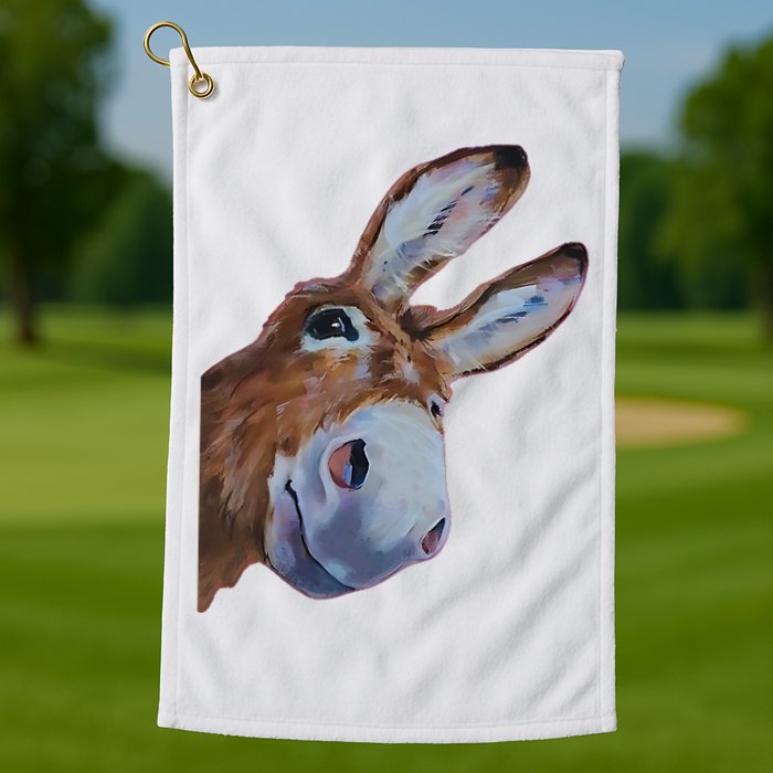 Peachbruh Funny Donkey Art Donkey Head Smile Eagerly Donkey Golf Towel