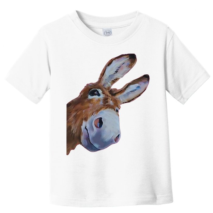 Peachbruh Funny Donkey Art Donkey Head Smile Eagerly Donkey Toddler T-Shirt