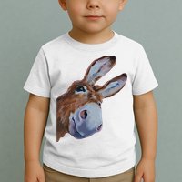 Peachbruh Funny Donkey Art Donkey Head Smile Eagerly Donkey Toddler T-Shirt