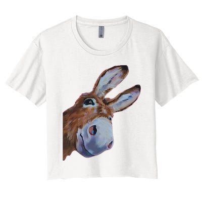 Peachbruh Funny Donkey Art Donkey Head Smile Eagerly Donkey Crop Top