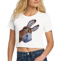 Peachbruh Funny Donkey Art Donkey Head Smile Eagerly Donkey Crop Top