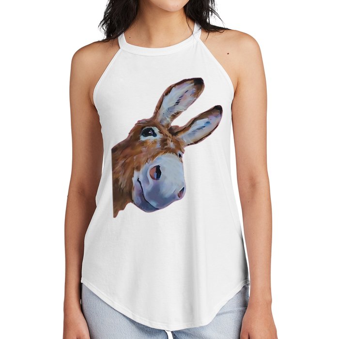Peachbruh Funny Donkey Art Donkey Head Smile Eagerly Donkey Women's Perfect Tri Rocker Tank