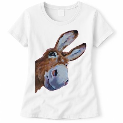 Peachbruh Funny Donkey Art Donkey Head Smile Eagerly Donkey Womens T-Shirt
