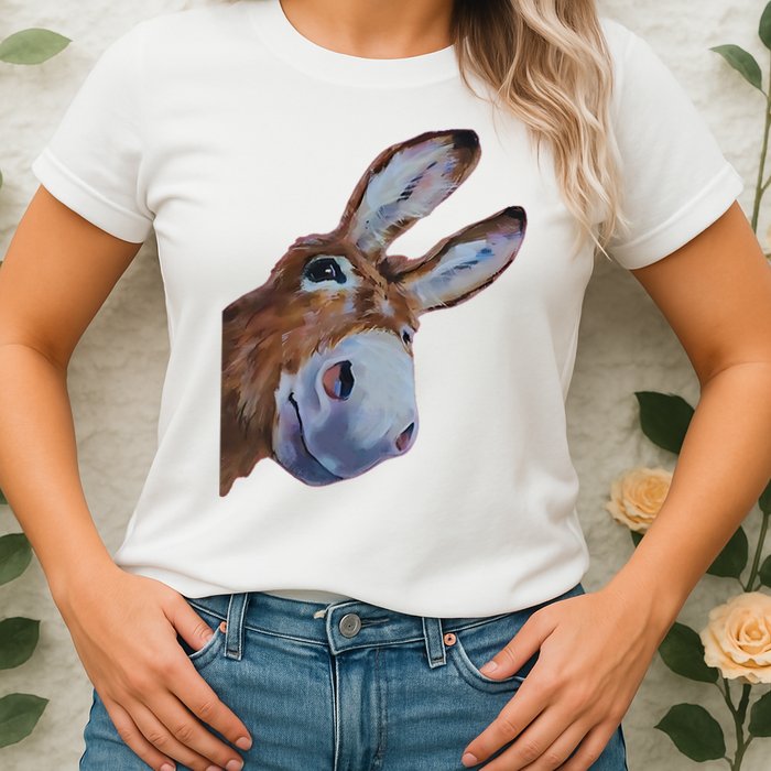 Peachbruh Funny Donkey Art Donkey Head Smile Eagerly Donkey Womens T-Shirt