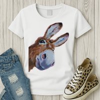 Peachbruh Funny Donkey Art Donkey Head Smile Eagerly Donkey Womens T-Shirt