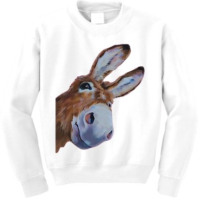 Peachbruh Funny Donkey Art Donkey Head Smile Eagerly Donkey Kids Sweatshirt