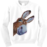 Peachbruh Funny Donkey Art Donkey Head Smile Eagerly Donkey Kids Sweatshirt