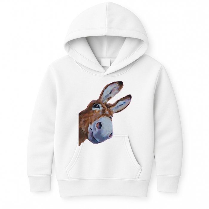 Peachbruh Funny Donkey Art Donkey Head Smile Eagerly Donkey Kids Hoodie