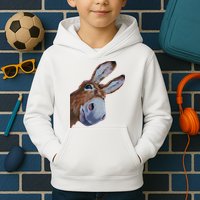 Peachbruh Funny Donkey Art Donkey Head Smile Eagerly Donkey Kids Hoodie