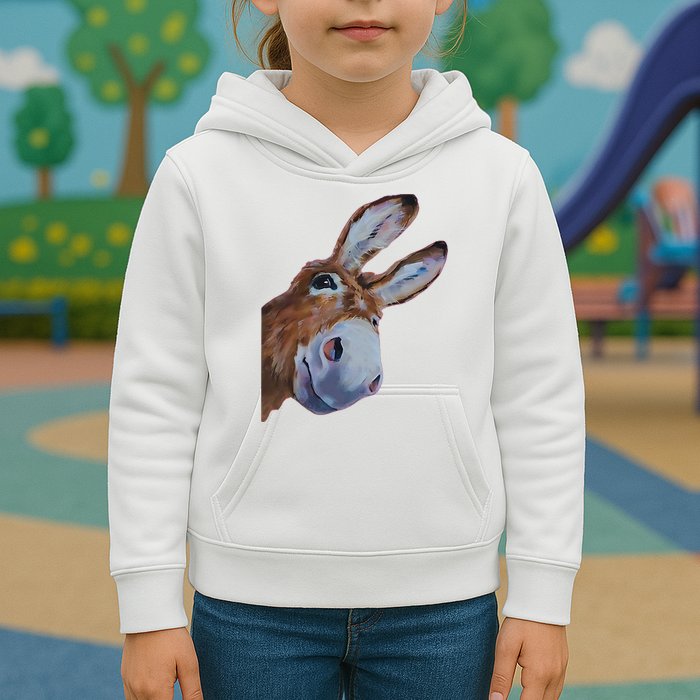 Peachbruh Funny Donkey Art Donkey Head Smile Eagerly Donkey Kids Hoodie