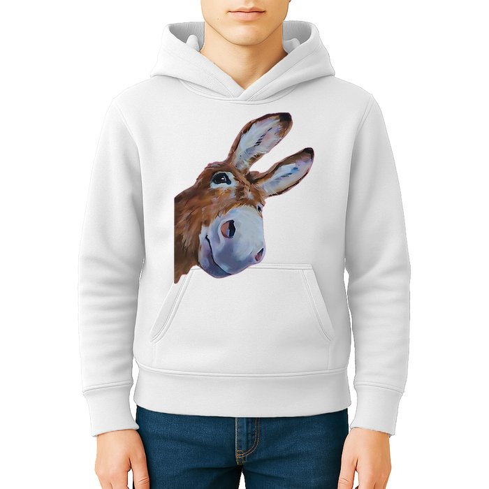 Peachbruh Funny Donkey Art Donkey Head Smile Eagerly Donkey Kids Hoodie