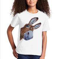 Peachbruh Funny Donkey Art Donkey Head Smile Eagerly Donkey Kids T-Shirt