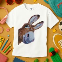 Peachbruh Funny Donkey Art Donkey Head Smile Eagerly Donkey Kids T-Shirt