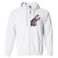 Peachbruh Funny Donkey Art Donkey Head Smile Eagerly Donkey Full Zip Hoodie