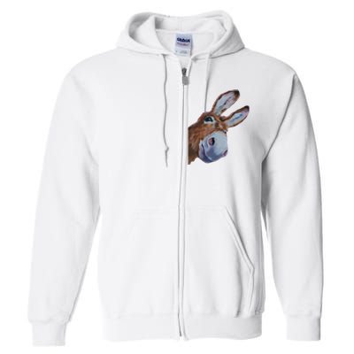 Peachbruh Funny Donkey Art Donkey Head Smile Eagerly Donkey Full Zip Hoodie