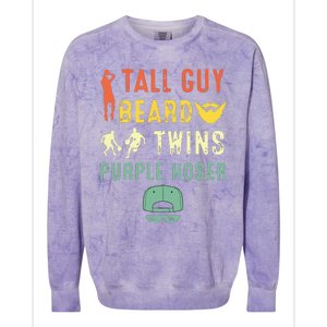 Perfect For Dude Tall Guy Beard Twins Purple Hoser Colorblast Crewneck Sweatshirt