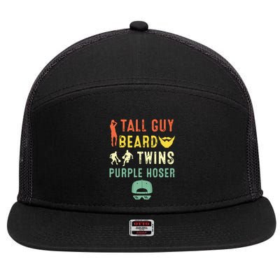 Perfect For Dude Tall Guy Beard Twins Purple Hoser 7 Panel Mesh Trucker Snapback Hat