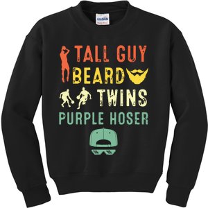 Perfect For Dude Tall Guy Beard Twins Purple Hoser Kids Sweatshirt