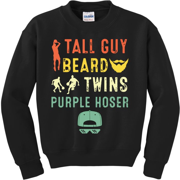 Perfect For Dude Tall Guy Beard Twins Purple Hoser Kids Sweatshirt