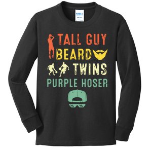 Perfect For Dude Tall Guy Beard Twins Purple Hoser Kids Long Sleeve Shirt