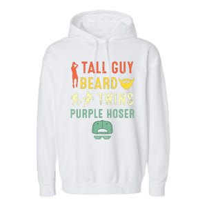 Perfect For Dude Tall Guy Beard Twins Purple Hoser Garment-Dyed Fleece Hoodie