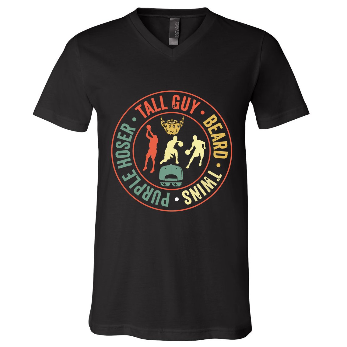 Perfect For Dude Tall Guy Beard Twins Purple Hoser V-Neck T-Shirt