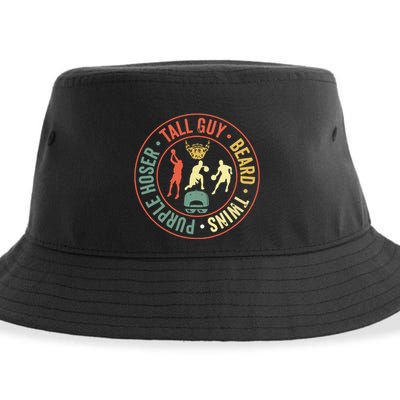 Perfect For Dude Tall Guy Beard Twins Purple Hoser Sustainable Bucket Hat
