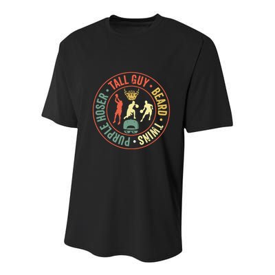 Perfect For Dude Tall Guy Beard Twins Purple Hoser Youth Performance Sprint T-Shirt
