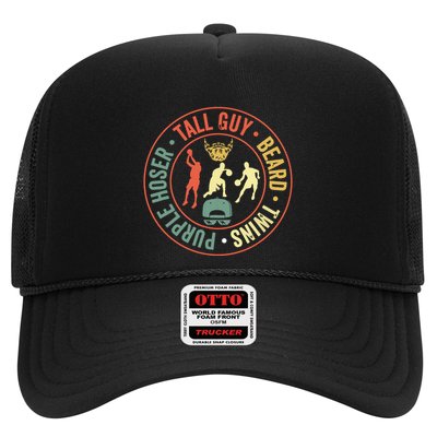 Perfect For Dude Tall Guy Beard Twins Purple Hoser Trucker Hat