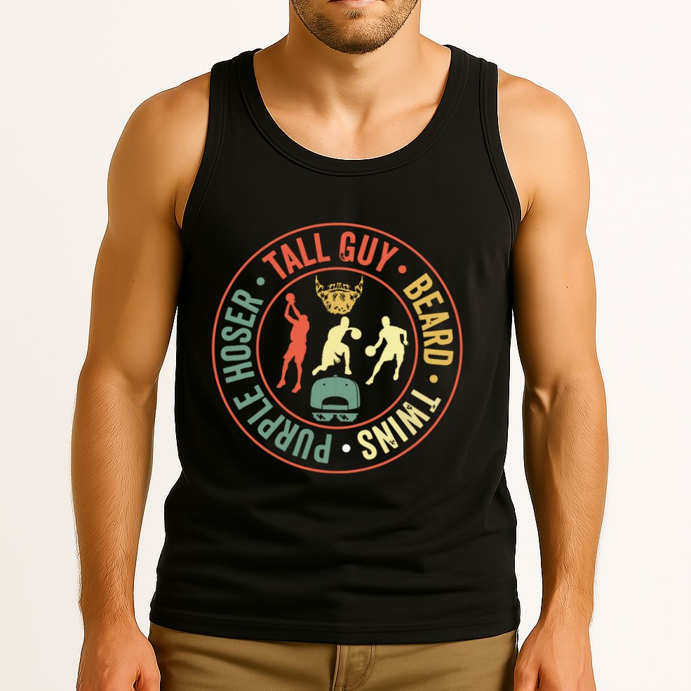 Perfect For Dude Tall Guy Beard Twins Purple Hoser Tank Top