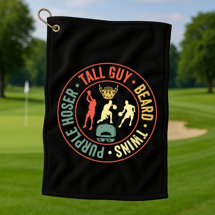 Perfect For Dude Tall Guy Beard Twins Purple Hoser Golf Towel