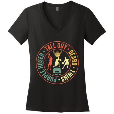 Perfect For Dude Tall Guy Beard Twins Purple Hoser Women's V-Neck T-Shirt