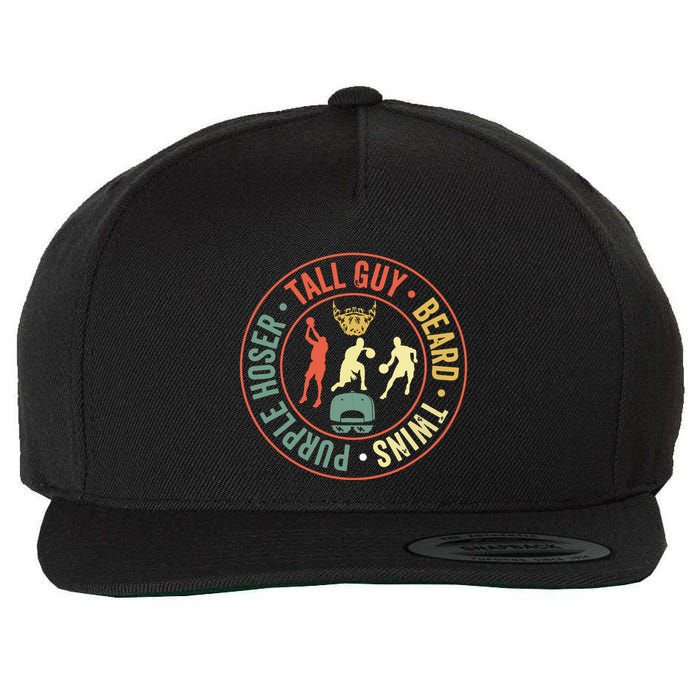 Perfect For Dude Tall Guy Beard Twins Purple Hoser Wool Snapback Cap