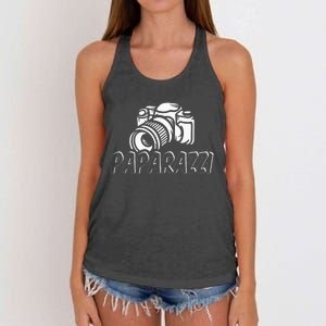 Paparazzi Funny Dad Photographer Retro Camera Women's Knotted Racerback Tank