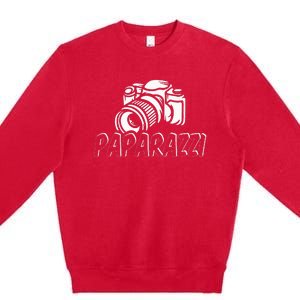 Paparazzi Funny Dad Photographer Retro Camera Premium Crewneck Sweatshirt