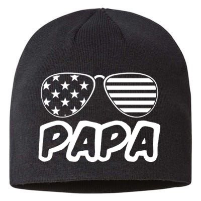 Papa Fathers Day Dad America Usa Flag Sunglasses Sustainable Beanie