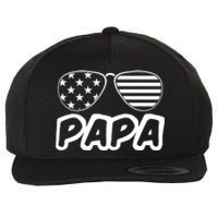 Papa Fathers Day Dad America Usa Flag Sunglasses Wool Snapback Cap