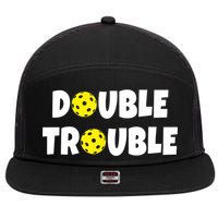 Pickleball Funny Double Trouble Team TShirt 7 Panel Mesh Trucker Snapback Hat