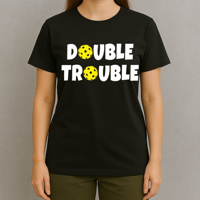 Pickleball Funny Double Trouble Team TShirt T-Shirt
