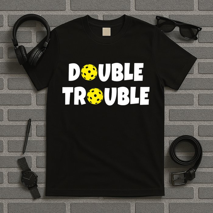 Pickleball Funny Double Trouble Team TShirt T-Shirt