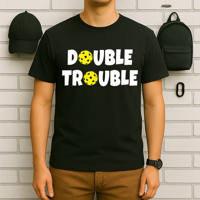 Pickleball Funny Double Trouble Team TShirt T-Shirt