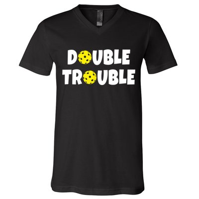 Pickleball Funny Double Trouble Team TShirt V-Neck T-Shirt