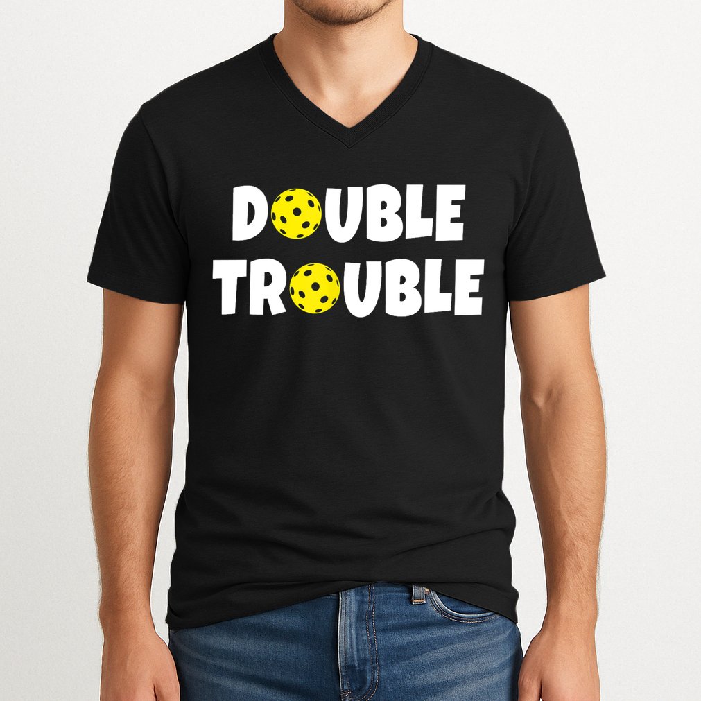 Pickleball Funny Double Trouble Team TShirt V-Neck T-Shirt