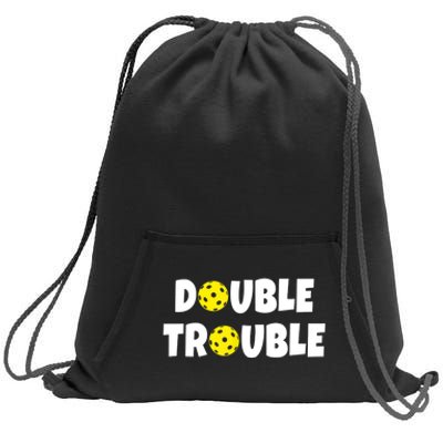 Pickleball Funny Double Trouble Team TShirt Sweatshirt Cinch Pack Bag