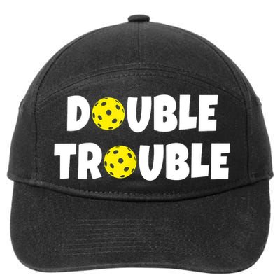 Pickleball Funny Double Trouble Team TShirt 7-Panel Snapback Hat
