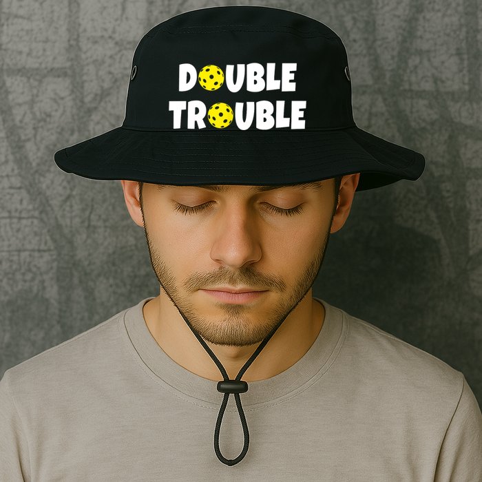 Pickleball Funny Double Trouble Team TShirt Bucket Hat